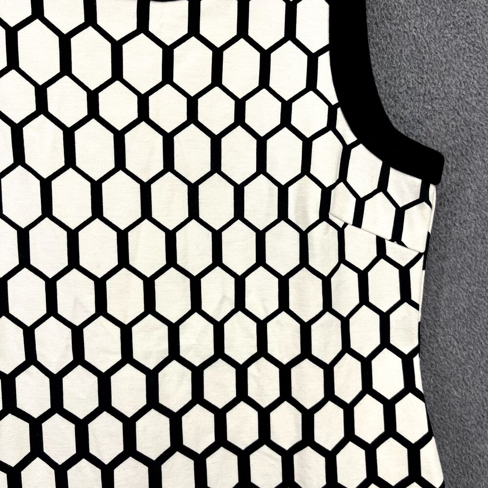 BANANA REPUBLIC Dress Womens 8 White Black Geometric Pencil Bodycon Sleeveless - Picture 6 of 16